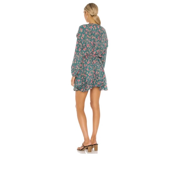 NWT Free People Emerald Flower Fields Long Sleeve Button Mini Dress - Picture 2 of 12